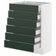 SEKTION / MAXIMERA Gabinete bajo+6 frentes/6 cajones, blanco/Havstorp verde oscuro, 24x15x30 "