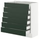 SEKTION / MAXIMERA Gabinete bajo+6 frentes/6 cajones, blanco/Havstorp verde oscuro, 30x15x30 "