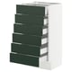 SEKTION / MAXIMERA Gabinete bajo+6 frentes/6 cajones, blanco/Havstorp verde oscuro, 18x15x30 "