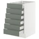 SEKTION / MAXIMERA Gabinete bajo+6 frentes/6 cajones, blanco/Nickebo verde grisáceo mate, 18x24x30 "