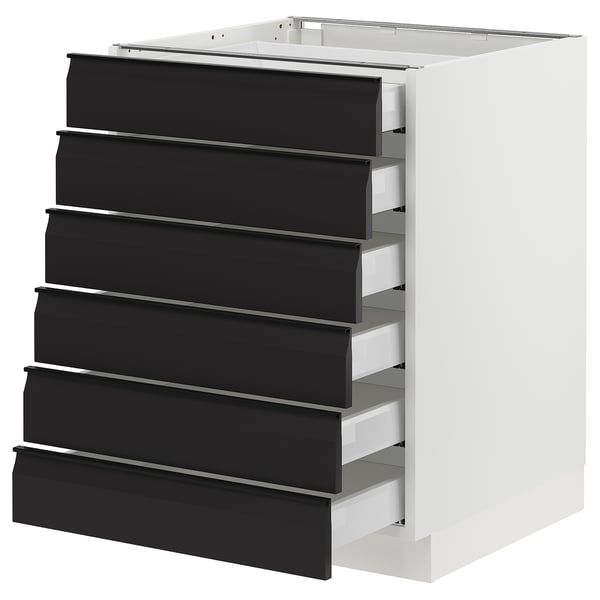 SEKTION / MAXIMERA Gabinete bajo+6 frentes/6 cajones, blanco/Upplöv antracita mate, 24x24x30 "