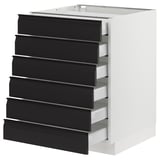 SEKTION / MAXIMERA Gabinete bajo+6 frentes/6 cajones, blanco/Upplöv antracita mate, 24x24x30 "