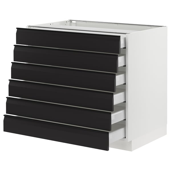 SEKTION / MAXIMERA Gabinete bajo+6 frentes/6 cajones, blanco/Upplöv antracita mate, 36x24x30 "
