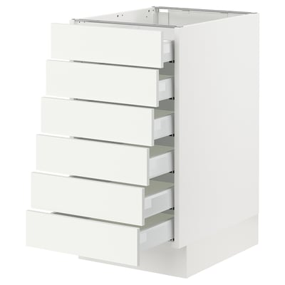 SEKTION / MAXIMERA Gabinete bajo+6 frentes/6 cajones, blanco/Vallstena blanco, 18x24x30 "