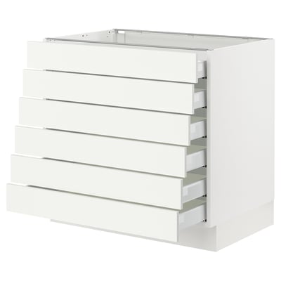 SEKTION / MAXIMERA Gabinete bajo+6 frentes/6 cajones, blanco/Vallstena blanco, 36x24x30 "