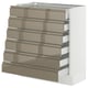 SEKTION / MAXIMERA Gabinete bajo+6 frentes/6 cajones, blanco/Voxtorp marrón grisáceo oscuro alto brillo, 30x15x30 "