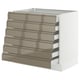 SEKTION / MAXIMERA Gabinete bajo+6 frentes/6 cajones, blanco/Voxtorp marrón grisáceo oscuro alto brillo, 36x24x30 "