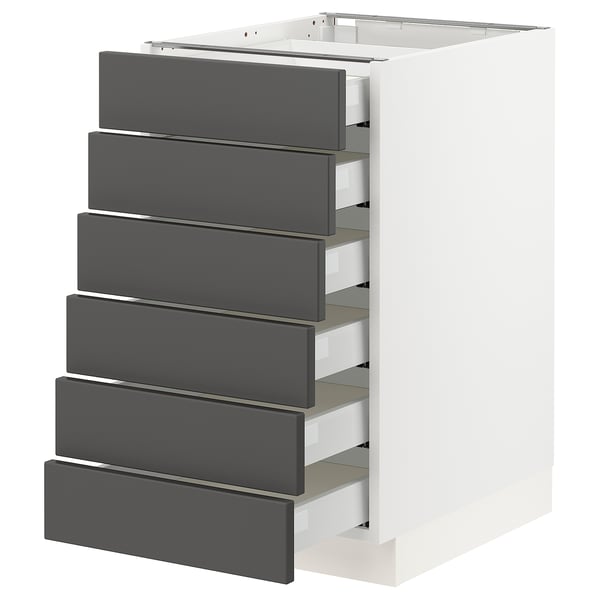 SEKTION / MAXIMERA Gabinete bajo 6 frentes/6 cjn bajos, blanco/Axstad gris oscuro, 18x24x30 "