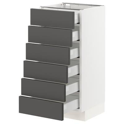 SEKTION / MAXIMERA Gabinete bajo 6 frentes/6 cjn bajos, blanco/Axstad gris oscuro, 15x15x30 "