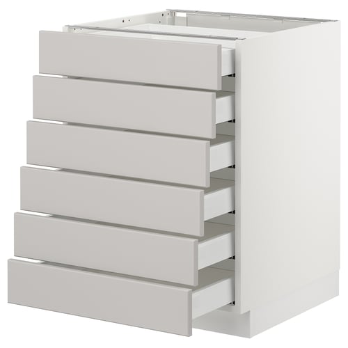 SEKTION / MAXIMERA Gabinete bajo 6 frentes/6 cjn bajos, blanco/Lerhyttan gris claro, 24x24x30 "