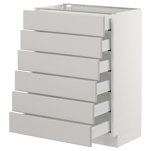 SEKTION / MAXIMERA Gabinete bajo 6 frentes/6 cjn bajos, blanco/Lerhyttan gris claro, 24x15x30 "