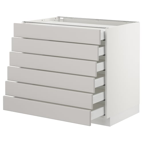 SEKTION / MAXIMERA Gabinete bajo 6 frentes/6 cjn bajos, blanco/Lerhyttan gris claro, 36x24x30 "