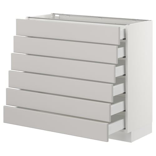 SEKTION / MAXIMERA Gabinete bajo 6 frentes/6 cjn bajos, blanco/Lerhyttan gris claro, 36x15x30 "