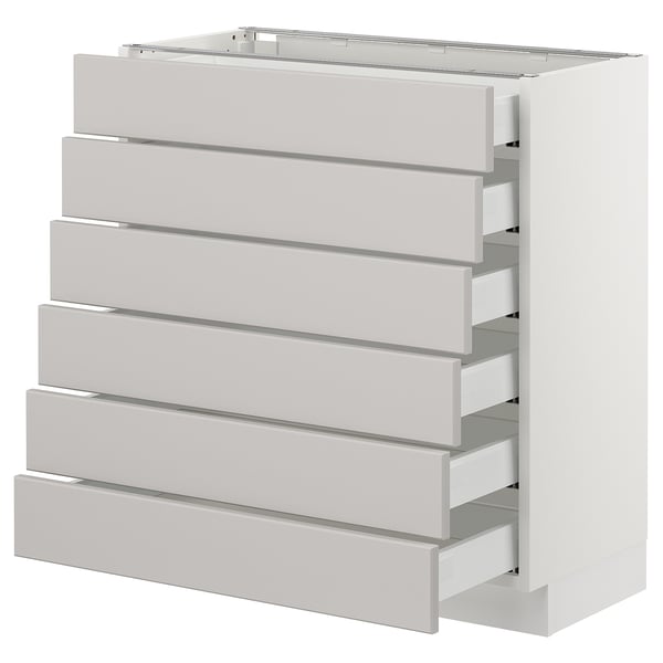 SEKTION / MAXIMERA Gabinete bajo 6 frentes/6 cjn bajos, blanco/Lerhyttan gris claro, 30x15x30 "