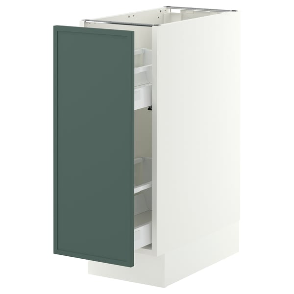 SEKTION / MAXIMERA Gabinete bajo+almacenamiento xtrbl, blanco/Aspudden gris verdoso oscuro, 12x24x30 "