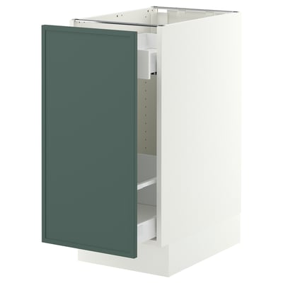 SEKTION / MAXIMERA Gabinete bajo+almacenamiento xtrbl, blanco/Aspudden gris verdoso oscuro, 15x24x30 "