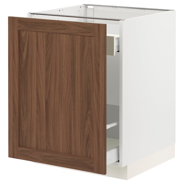 SEKTION / MAXIMERA Gabinete bajo+almacenamiento xtrbl, blanco Enköping/marrón efecto de nogal, 24x24x30 "