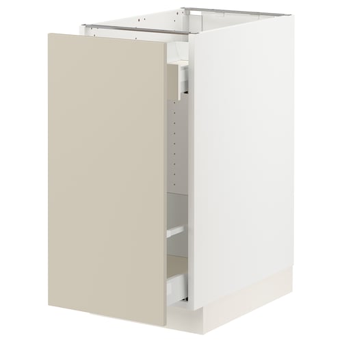 SEKTION / MAXIMERA Gabinete bajo+almacenamiento xtrbl, blanco/Havstorp beige, 15x24x30 "