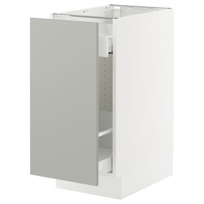 SEKTION / MAXIMERA Gabinete bajo+almacenamiento xtrbl, blanco/Havstorp gris claro, 15x24x30 "