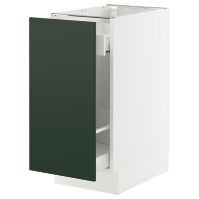 SEKTION / MAXIMERA Gabinete bajo+almacenamiento xtrbl, blanco/Havstorp verde oscuro, 15x24x30 "