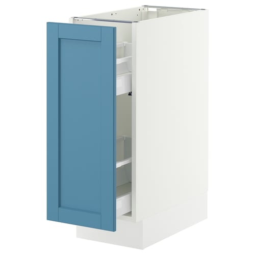 SEKTION / MAXIMERA Gabinete bajo+almacenamiento xtrbl, blanco/Lerhyttan azul, 12x24x30 "