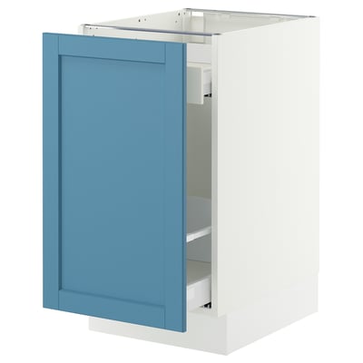 SEKTION / MAXIMERA Gabinete bajo+almacenamiento xtrbl, blanco/Lerhyttan azul, 18x24x30 "