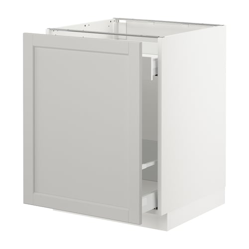 SEKTION / MAXIMERA Gabinete bajo+almacenamiento xtrbl, blanco/Lerhyttan gris claro, 24x24x30 "