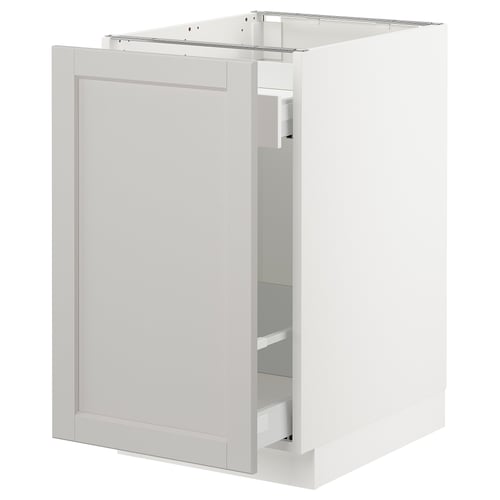 SEKTION / MAXIMERA Gabinete bajo+almacenamiento xtrbl, blanco/Lerhyttan gris claro, 18x24x30 "