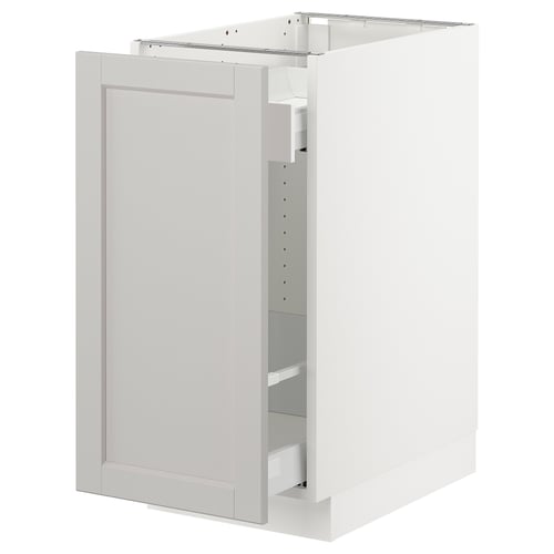 SEKTION / MAXIMERA Gabinete bajo+almacenamiento xtrbl, blanco/Lerhyttan gris claro, 15x24x30 "