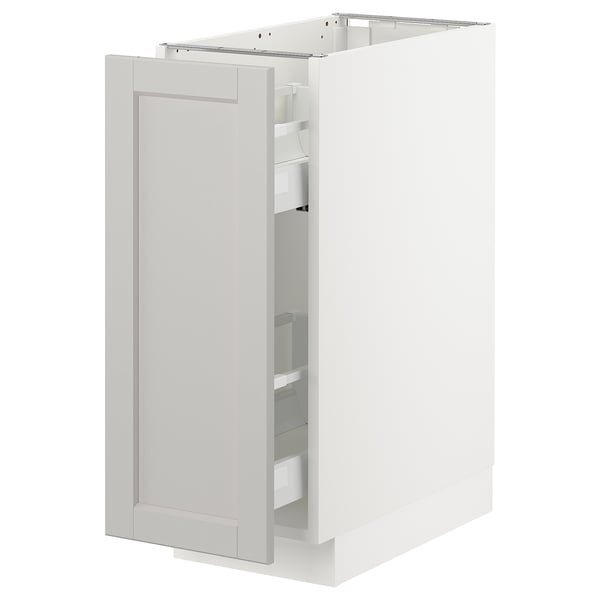 SEKTION / MAXIMERA Gabinete bajo+almacenamiento xtrbl, blanco/Lerhyttan gris claro, 12x24x30 "