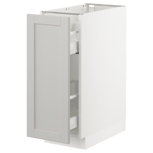 SEKTION / MAXIMERA Gabinete bajo+almacenamiento xtrbl, blanco/Lerhyttan gris claro, 12x24x30 "