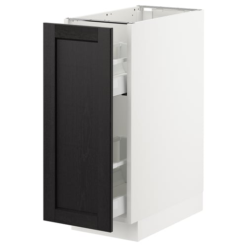 SEKTION / MAXIMERA Gabinete bajo+almacenamiento xtrbl, blanco/Lerhyttan teñido en negro, 12x24x30 "