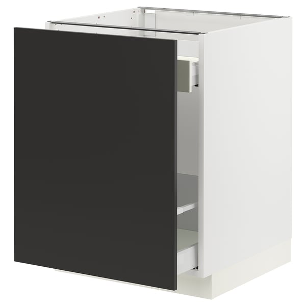 SEKTION / MAXIMERA Gabinete bajo+almacenamiento xtrbl, blanco/Nickebo antracita mate, 24x24x30 "