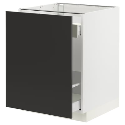 SEKTION / MAXIMERA Gabinete bajo+almacenamiento xtrbl, blanco/Nickebo antracita mate, 24x24x30 "