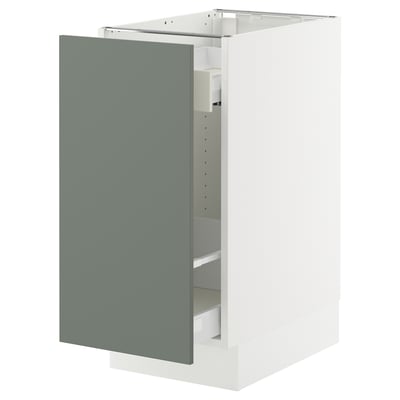 SEKTION / MAXIMERA Gabinete bajo+almacenamiento xtrbl, blanco/Nickebo verde grisáceo mate, 15x24x30 "