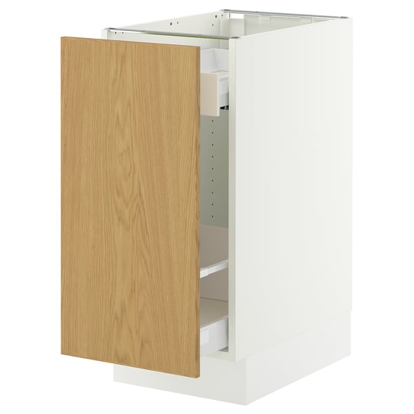 SEKTION / MAXIMERA Gabinete bajo+almacenamiento xtrbl, blanco/Sinarp chapa de roble, 15x24x30 "