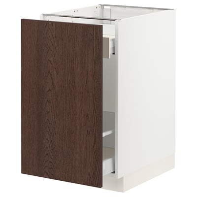 SEKTION / MAXIMERA Gabinete bajo+almacenamiento xtrbl, blanco/Sinarp marrón, 18x24x30 "