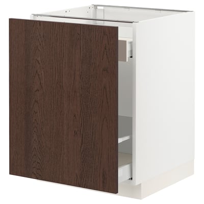 SEKTION / MAXIMERA Gabinete bajo+almacenamiento xtrbl, blanco/Sinarp marrón, 24x24x30 "
