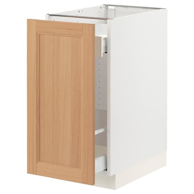 SEKTION / MAXIMERA Gabinete bajo+almacenamiento xtrbl, blanco/Vedhamn roble, 15x24x30 "