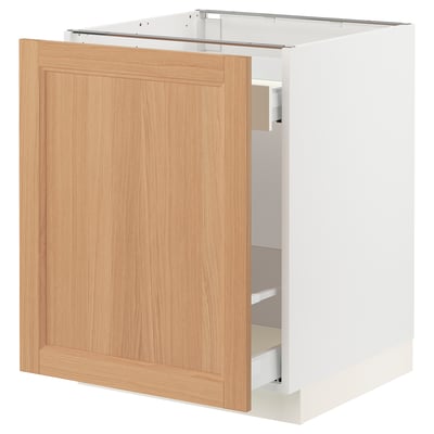 SEKTION / MAXIMERA Gabinete bajo+almacenamiento xtrbl, blanco/Vedhamn roble, 24x24x30 "