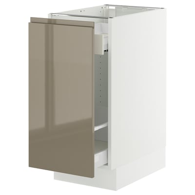 SEKTION / MAXIMERA Gabinete bajo+almacenamiento xtrbl, blanco/Voxtorp marrón grisáceo oscuro alto brillo, 15x24x30 "