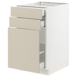 SEKTION / MAXIMERA Gabinete bajo/almcn extraíble/2 cjn, blanco/Havstorp beige, 18x24x30 "