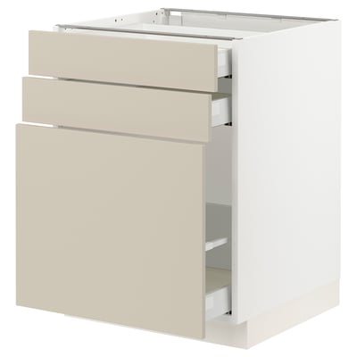 SEKTION / MAXIMERA Gabinete bajo/almcn extraíble/2 cjn, blanco/Havstorp beige, 24x24x30 "