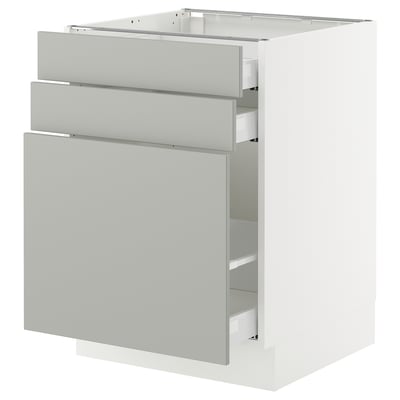 SEKTION / MAXIMERA Gabinete bajo/almcn extraíble/2 cjn, blanco/Havstorp gris claro, 24x24x30 "