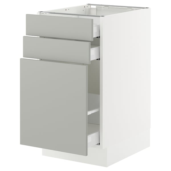 SEKTION / MAXIMERA Gabinete bajo/almcn extraíble/2 cjn, blanco/Havstorp gris claro, 18x24x30 "