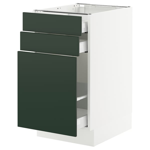 SEKTION / MAXIMERA Gabinete bajo/almcn extraíble/2 cjn, blanco/Havstorp verde oscuro, 18x24x30 "