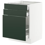 SEKTION / MAXIMERA Gabinete bajo/almcn extraíble/2 cjn, blanco/Havstorp verde oscuro, 24x24x30 "