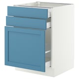SEKTION / MAXIMERA Gabinete bajo/almcn extraíble/2 cjn, blanco/Lerhyttan azul, 24x24x30 "