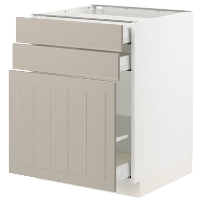 SEKTION / MAXIMERA Gabinete bajo/almcn extraíble/2 cjn, blanco/Stensund beige, 24x24x30 "