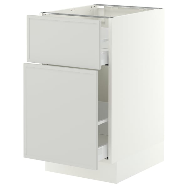 SEKTION / MAXIMERA Gabinete bajo/almcn extraíble/cajón, blanco/Aspudden gris claro, 18x24x30 "